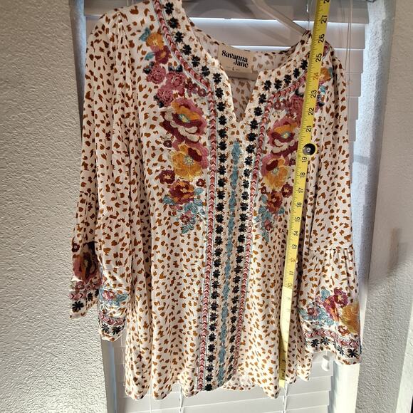 Savanna Jane Size L Long Bell Sleeved Pullover Boho Blouse - Picture 7 of 13